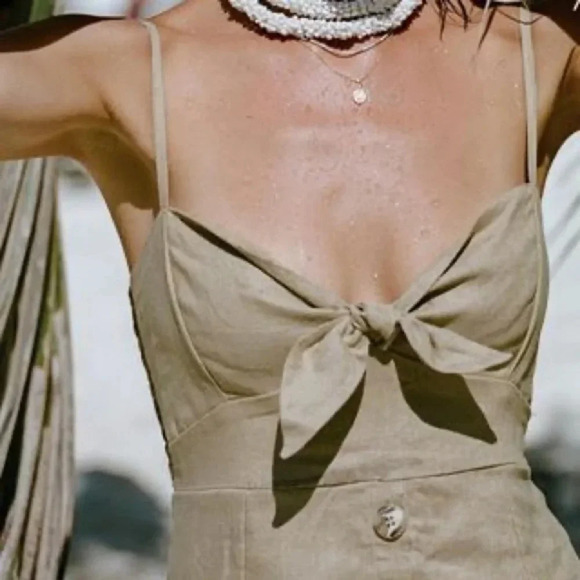 FAITHFULL THE BRAND Camel plain oat
Linen Button Front Mini Dress Small - Picture 1 of 10